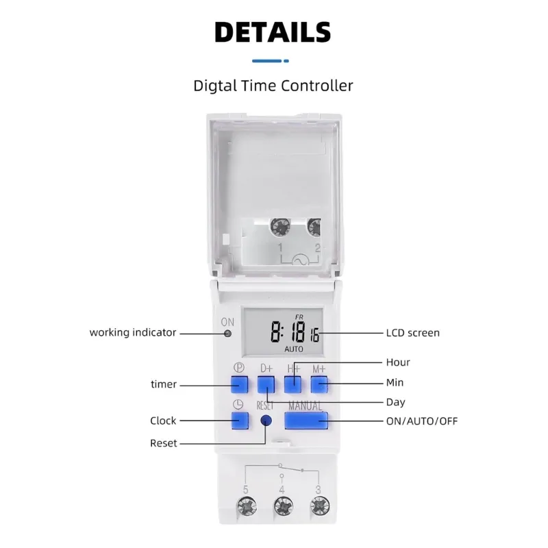 12V Digital Timer Switch DC48V/12V/24V/110V/220V LCD Din Rail Mount ...