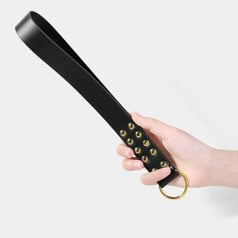 45CM Genuine Leather Riding Crop Horse Straight Whip Spanking Flogger