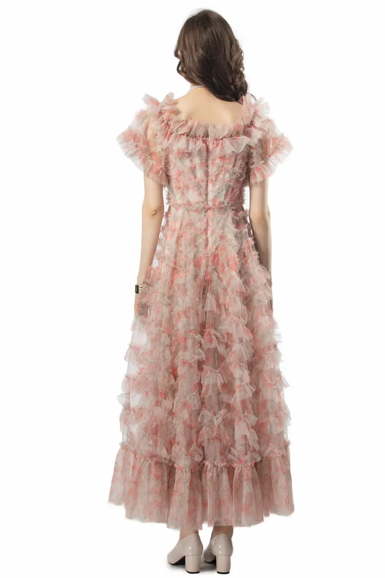 Women #039;s A Line Mesh Dress with Slash Neckline, Short Sleeves, Tiered  Ruffles, Printed Evening Gown Plus Sizes from Dhgate Runway Dresses - price  81.37