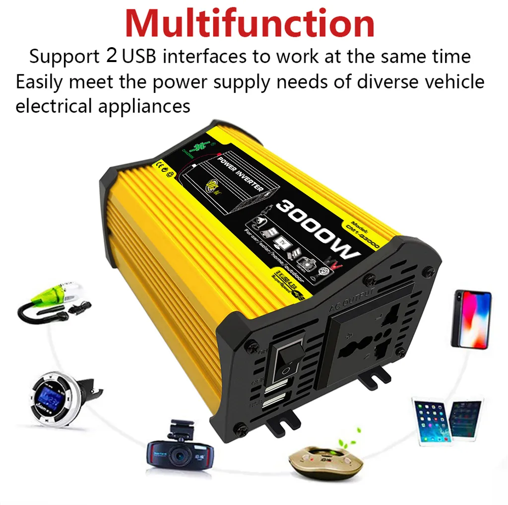 Q1 Series High Power 12V to 220V/110V 3000W Intelligent Inverter Energy Saving and Environmental