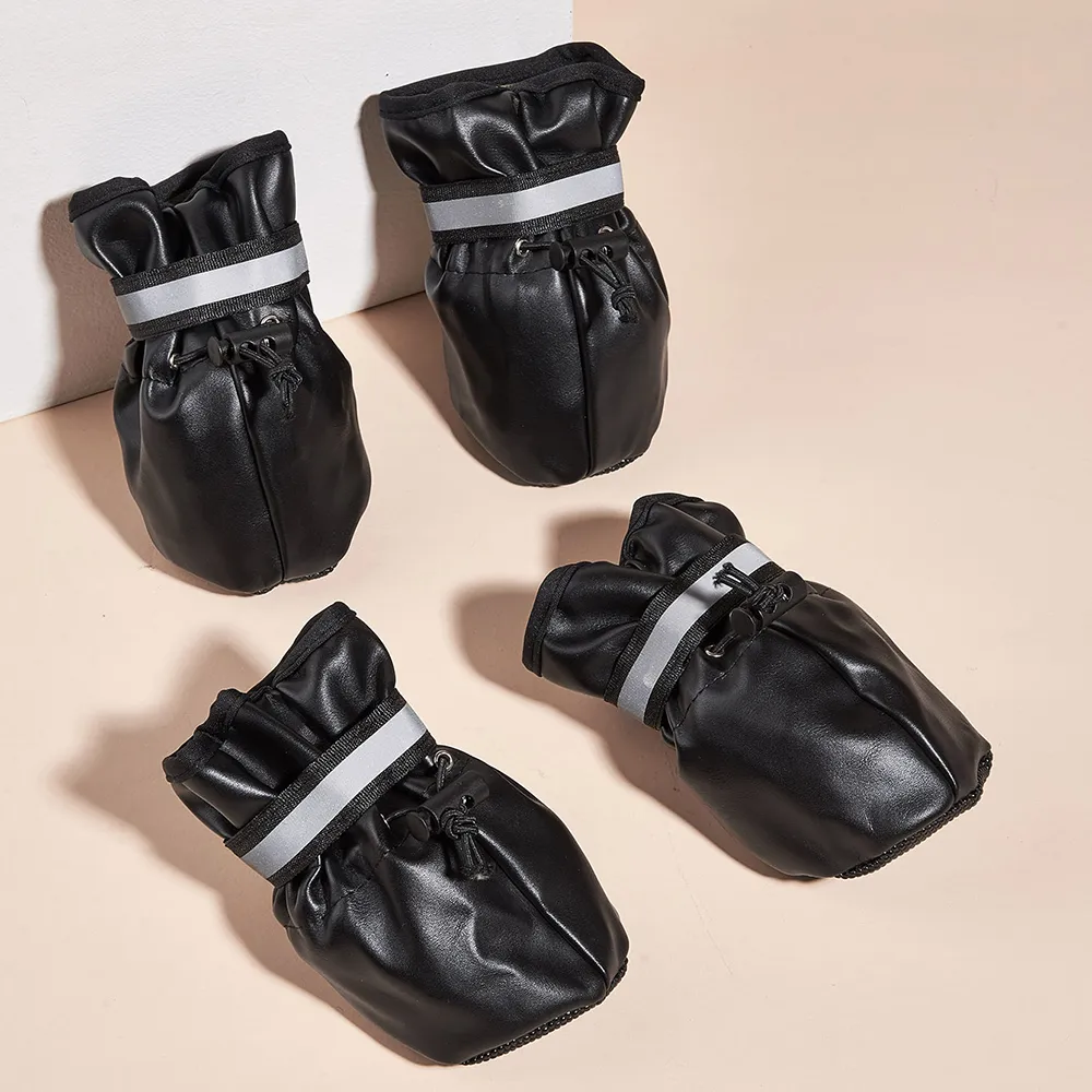 Golden Retriever Reflective Boots: Waterproof Leather Dog Shoes
