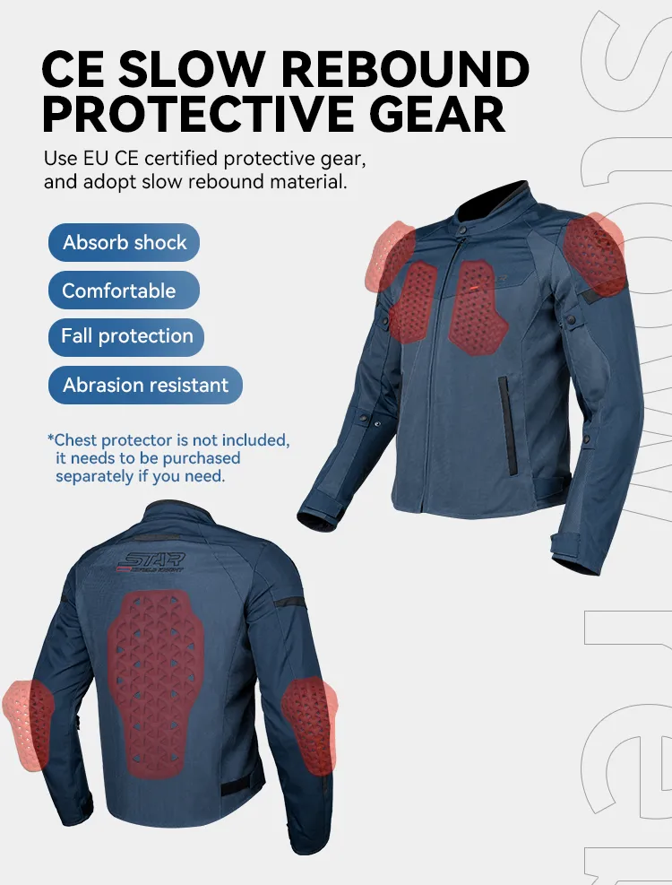 Men's Mesh Motorcycle Jacket with CE-Certified Protective Pads ...