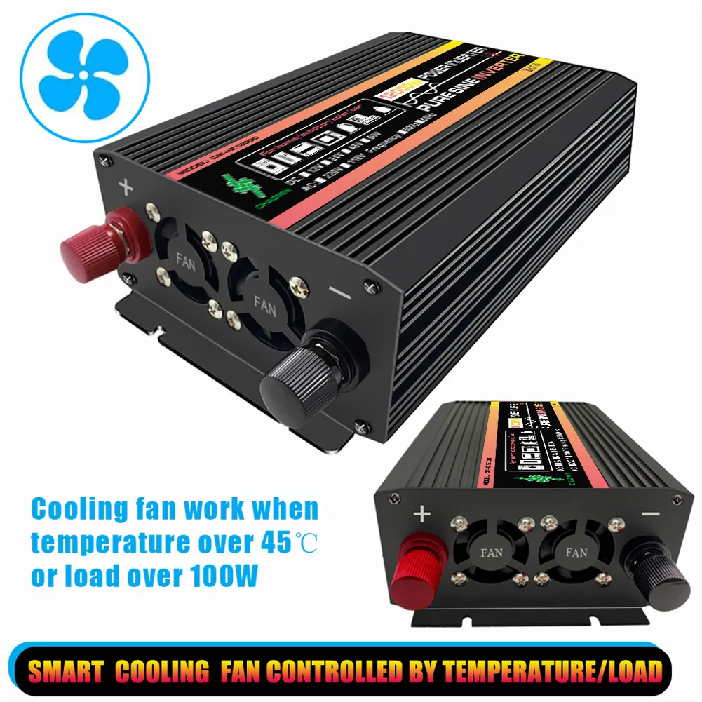 12000W/10000W Car Inverter Converter Solar Power Inverter Pure Sine Wave Car Voltage Transformer DC 12V-AC 220V Socket Charger