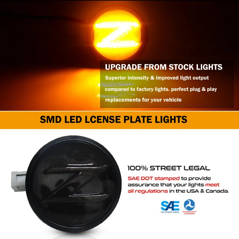 Smoked LED Side Marker Lights For Nissan 370Z Z34 2009-2020 – Amber, DOT/SAE, Pair