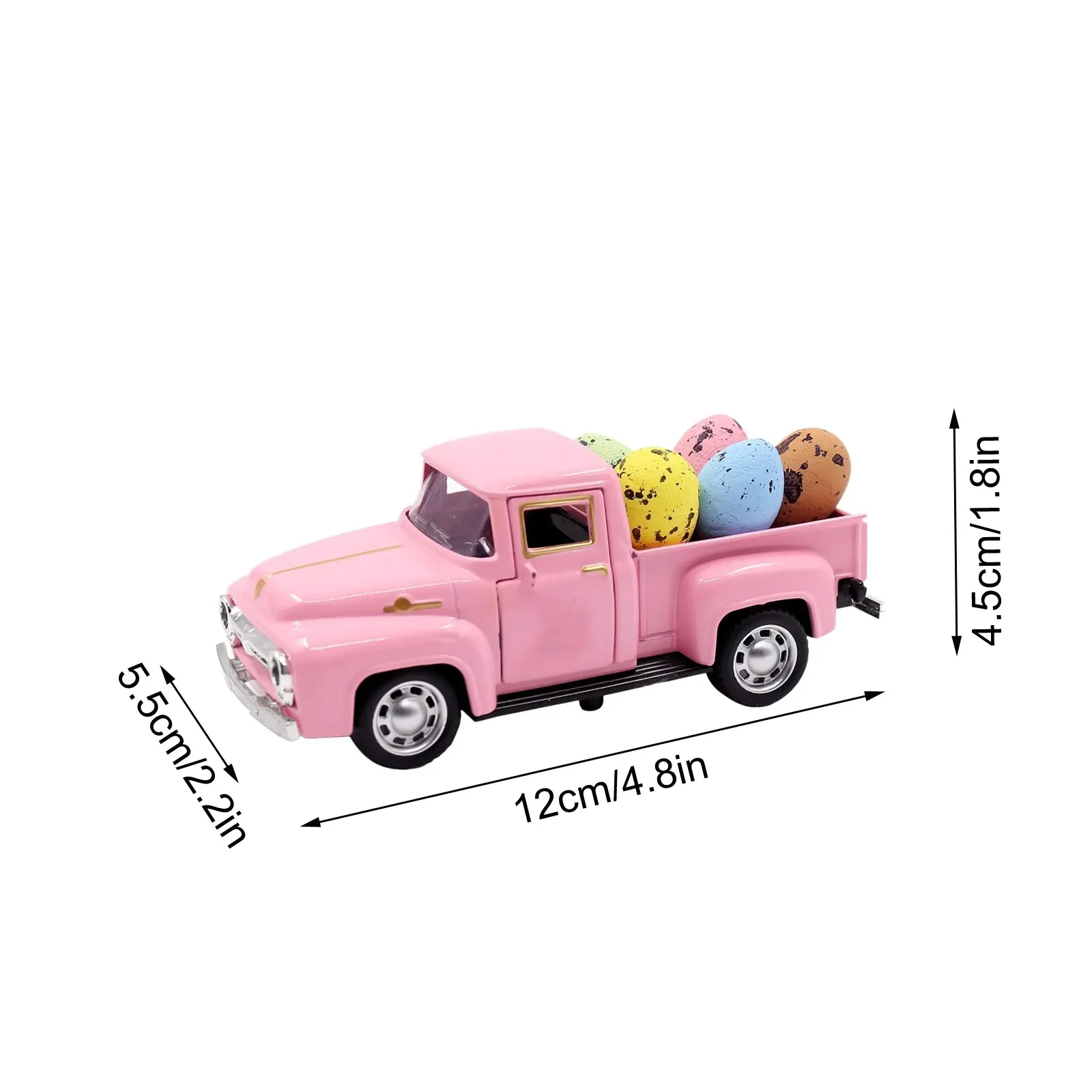 Easter Truck With Eggs Metal Vintage Farm Pickup Farmhouse Tabletop Tiered Tray Decor Home Kitchen Mantel Shelf Happy Spring Mini Diecast Decorations
