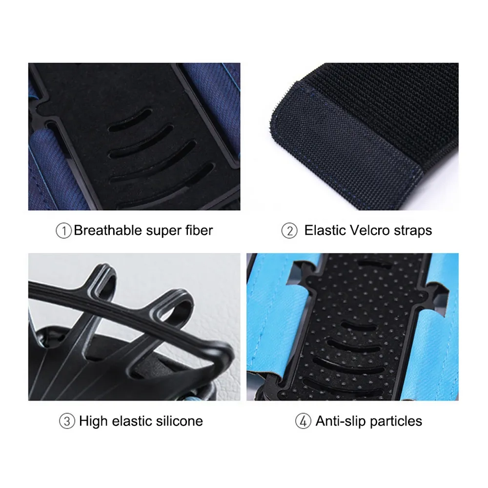 Removable Rotating Sports Phone Wristband - Running Arm Bag For 4-7 Inch Phones, Black