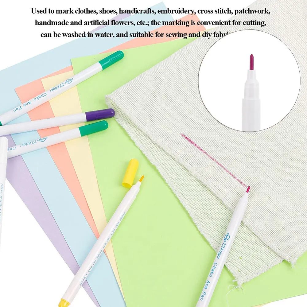 12 PCS Fabric Pens Sewing,Water Soluble Fabric Pen,Fabric Markers Sewing Erasable,Heat Erasable - View #7