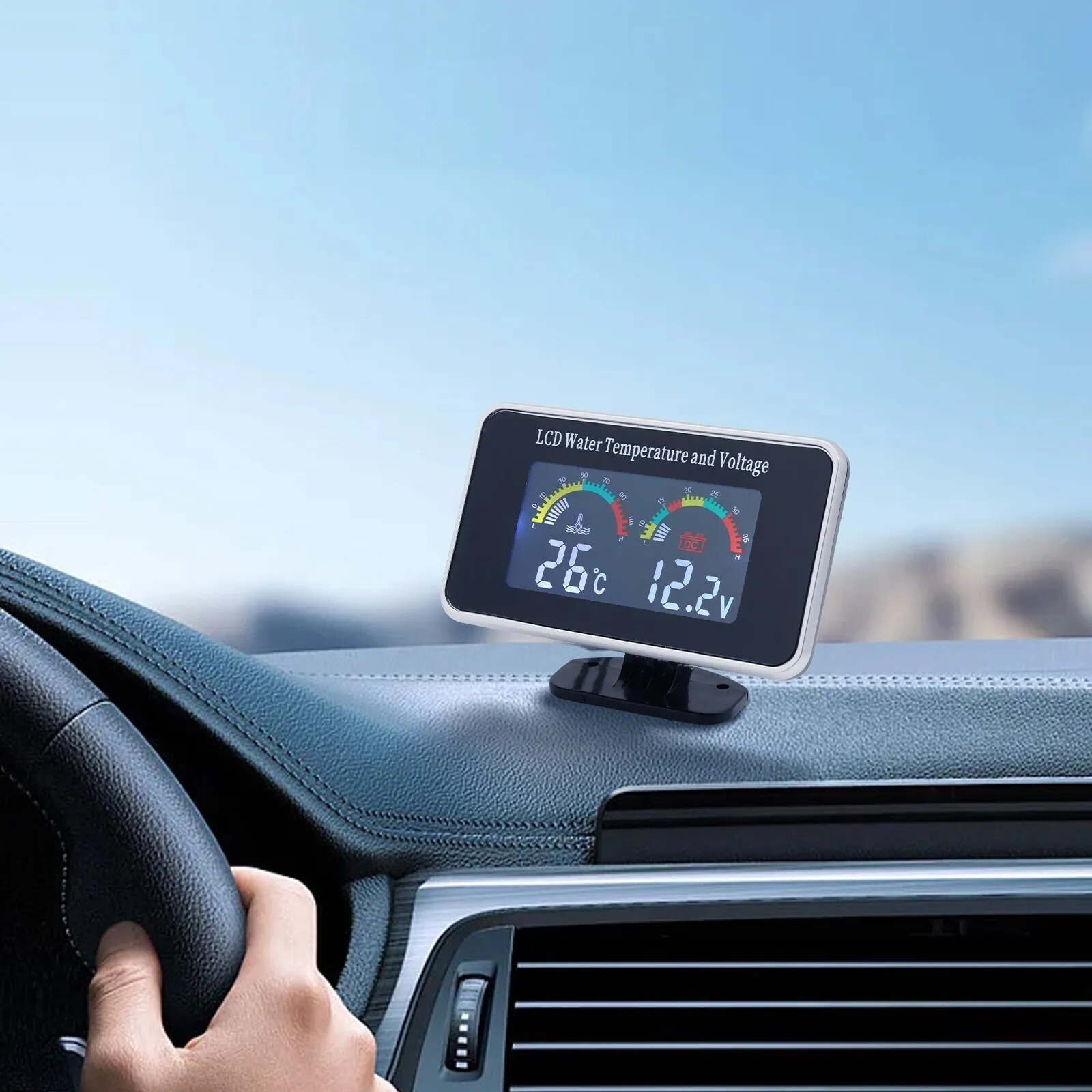 Buy Pdtoweb 12V Car LCD Digital Display In/Outside Thermometer - Foto 5