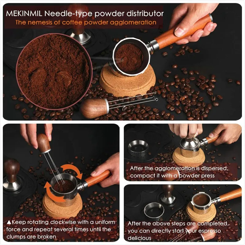 Distributeur De Café 58 Mm + Tamiper - Acier Inox 304, Hauteur Réglable - Pour Expresso Professionnel