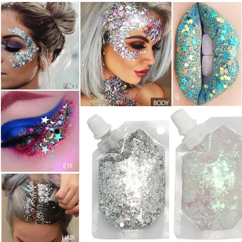 フェイスジェル・ゲル Rose DHgate.com:40ML Face Jewels Shimmer Glitter Gel Cream