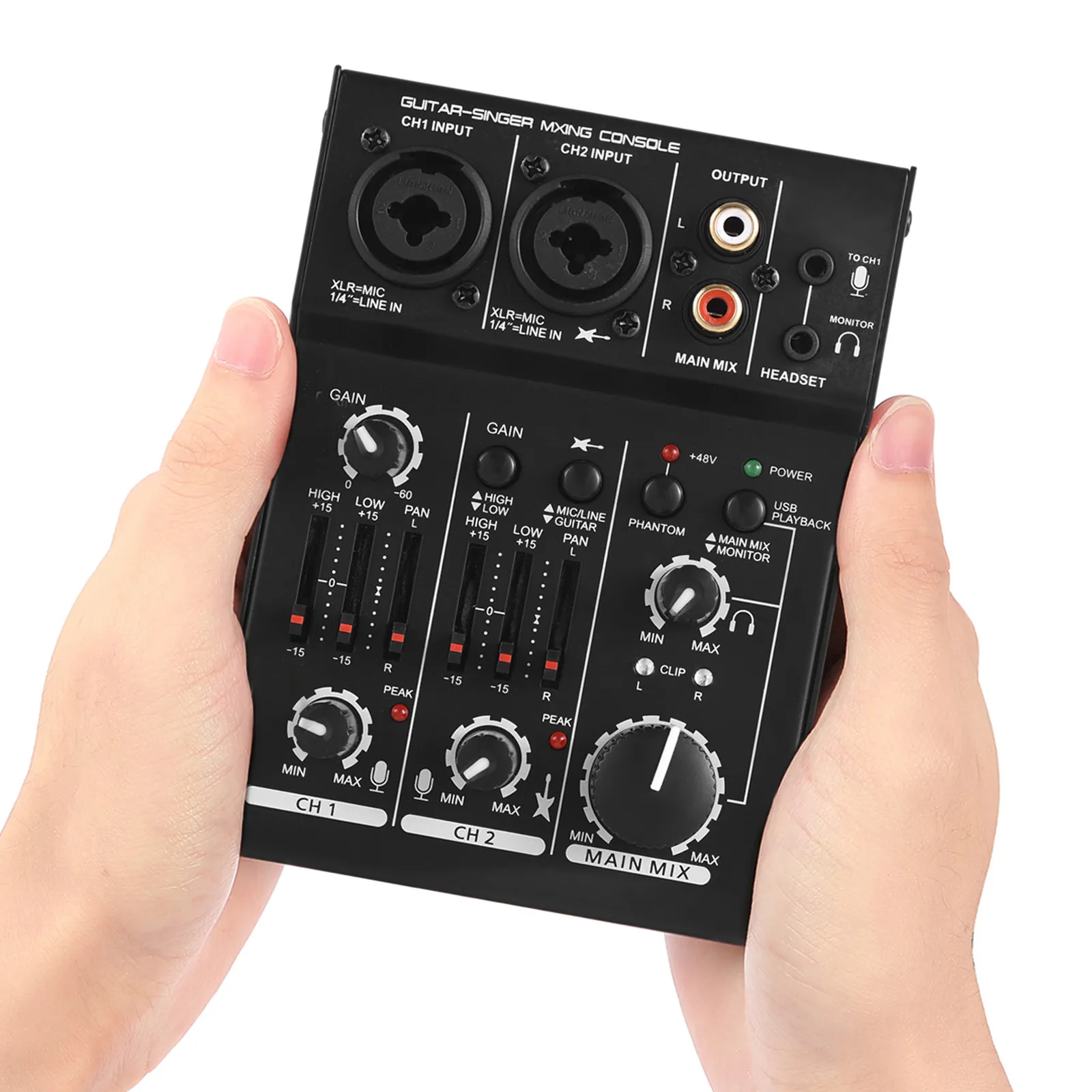 Mixer Audio A 5 Canali Con Bluetooth E Phantom 48V – Per Karaoke, Streaming, Home KTV E Registrazione