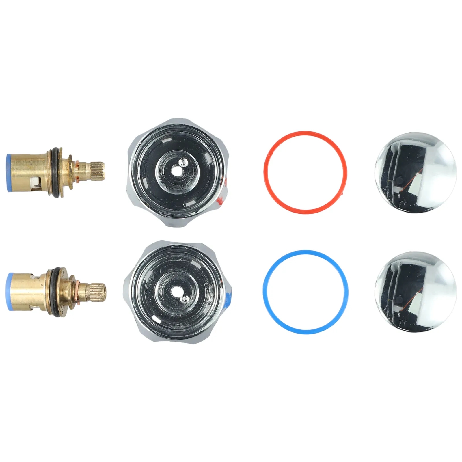 KONTONTY 1-Set Faucet Knob Handle Replacement Kit – Brass Spool Valve For Hot & Cold Water Taps – Kitchen & Bathroom