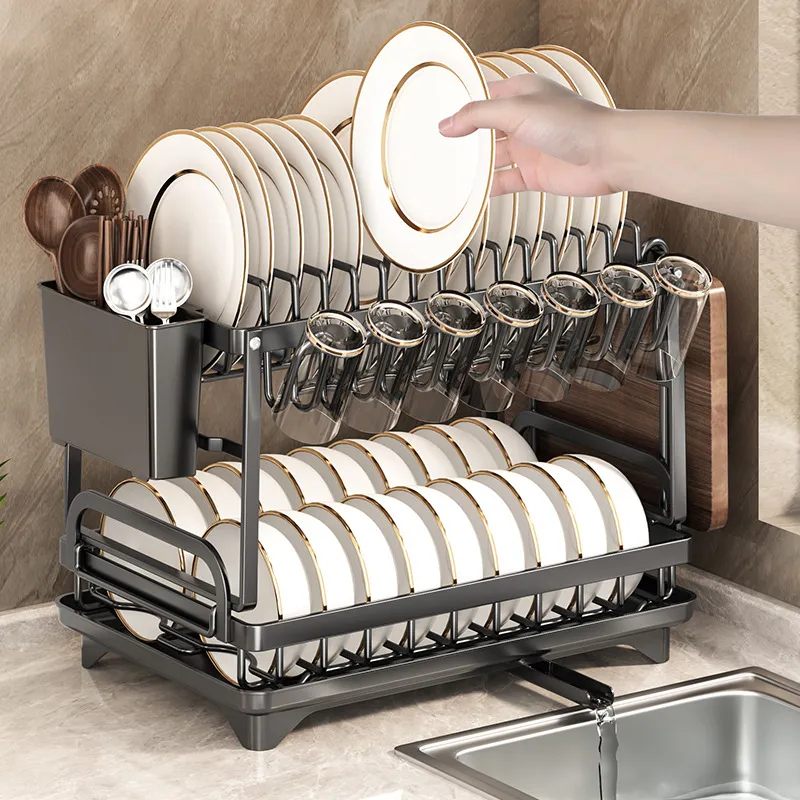 Kitchen Organizer Metal Dish Drying Rack, Japanese Style Space