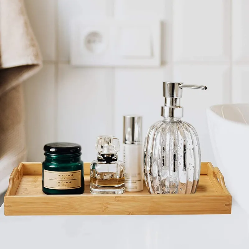 Vassoi In Bambù Naturali - 2 Pezzi Rettangolari - Portata Breakfast, Frutta, Dessert - Design Moderno - Foto 3