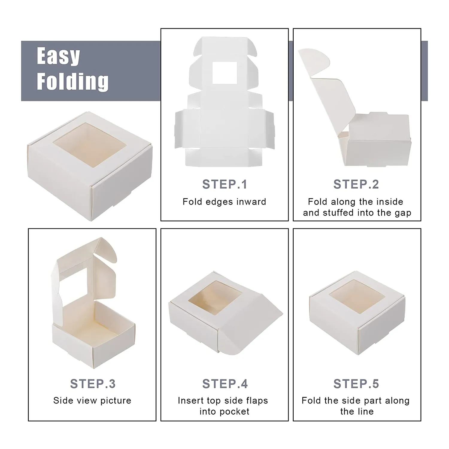 Mini Kraft Paper Boxes with Window - Present Packaging, Treat Boxes for ...