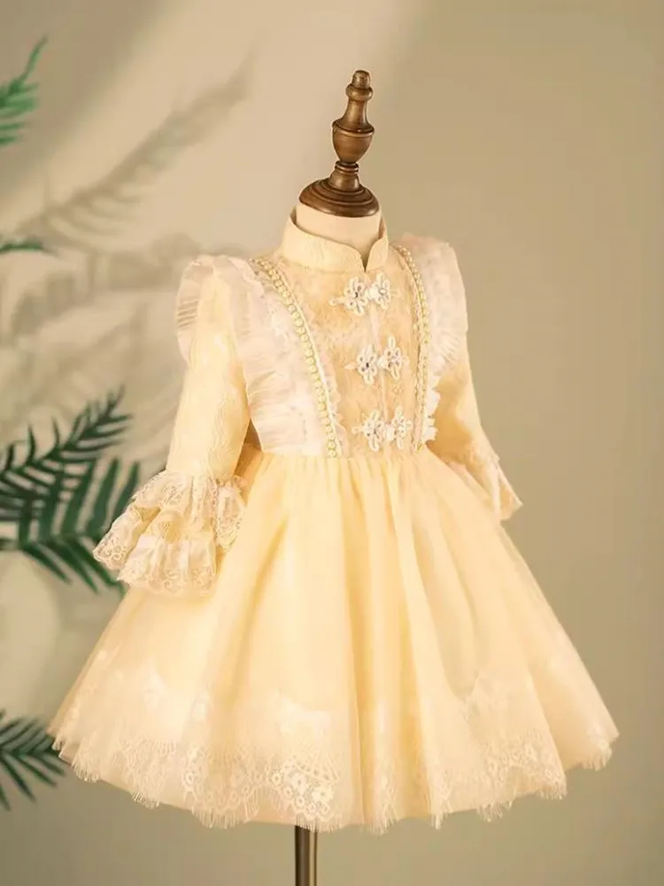 Childrens Evening Dresses Long Sleeve Bow Pearls... From Ddmymay, $104.33 |  DHgate.Com