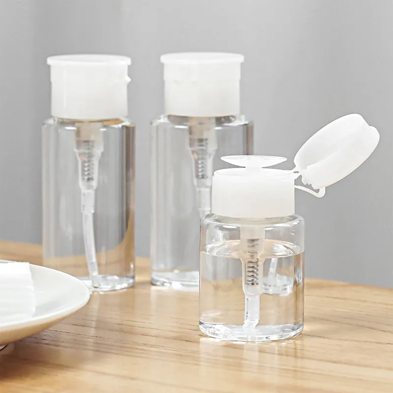 Bottiglia Vetro Con Pompa Push Down Da 150 Ml – Dispenser Per Smalto, Alcool, Struccante – Trasparente - 2