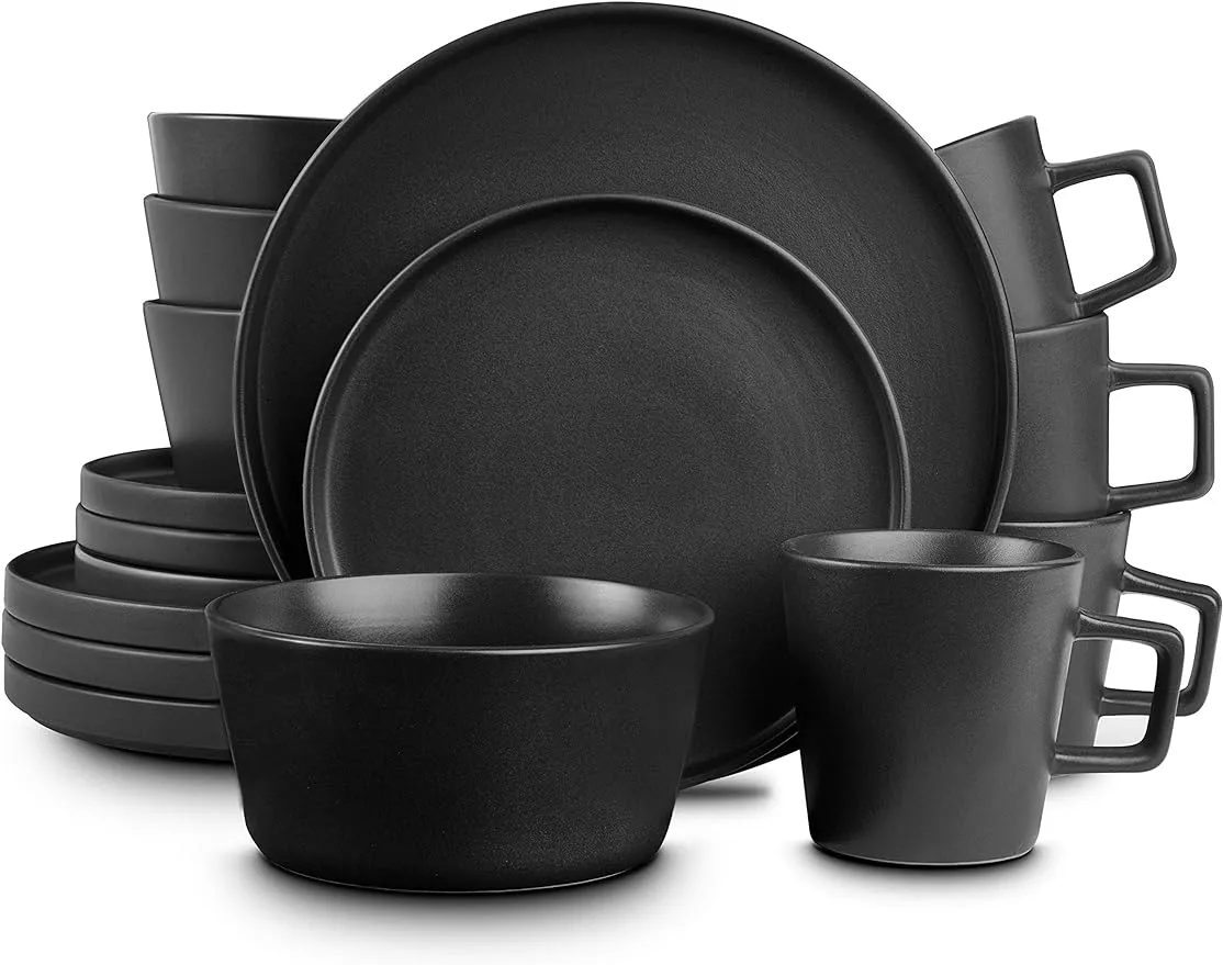 Stunning Black Matte Stone Lain Coupe Black Dinner Plates Set With Service From Ddmymay 67.23 DHgate.Com