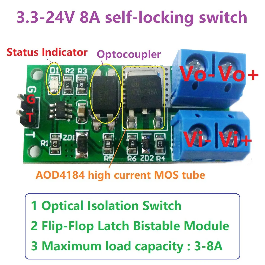 Flip-Flop Relay: AOD4184 MOSFET Module for Arduino