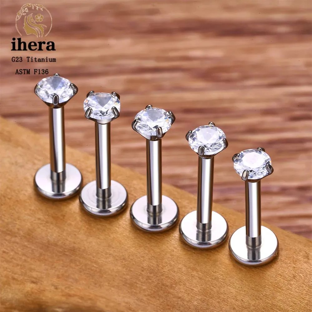 Internally Threaded Lip Piercing Earrings 3-Piece Titanium Labret