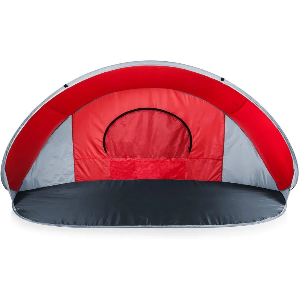 Manta Portable Beach Tent: Red/Gray Pop-Up Sun Shelter for