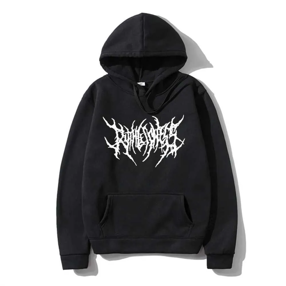 Oversized Black Gothic Hoodie - Harajuku Retro Aesthetic