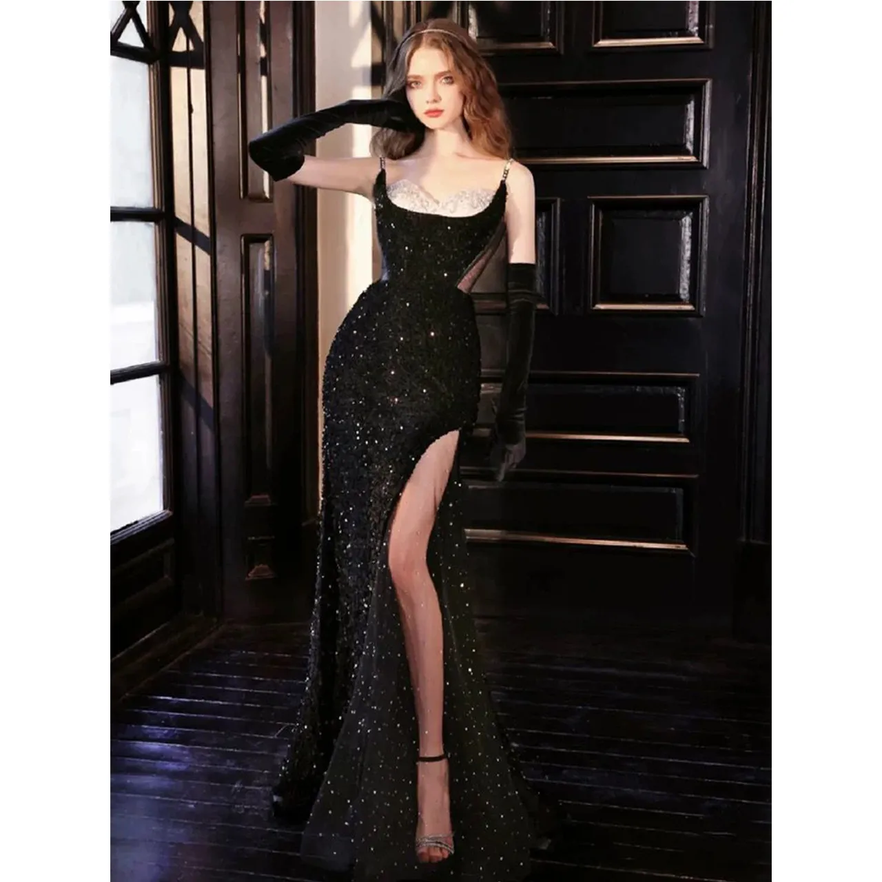 Pearl Decoration Suspender Fishtail Dress for Women with Sequin Pattern and  Leather Material from Dhgate Stage Wear - price 107.52