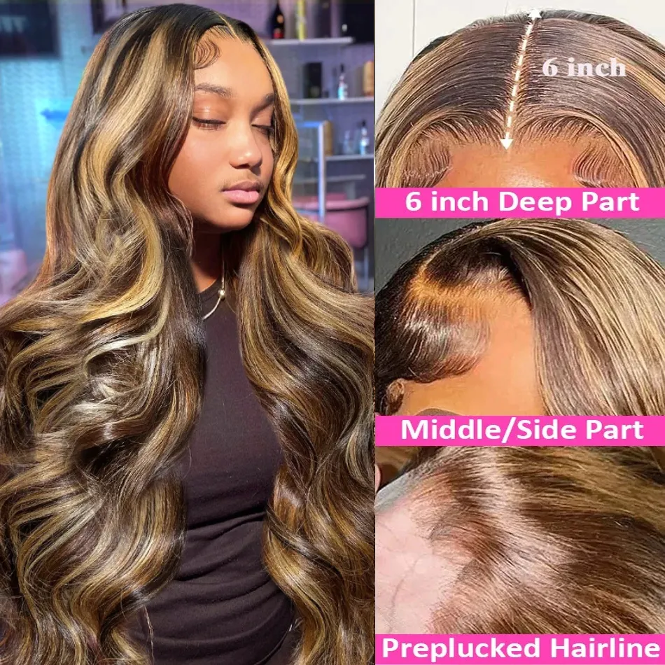 30 Inch Body Wave Human Hair Wig 13x6 HD Transparent Frontal  display picture 1