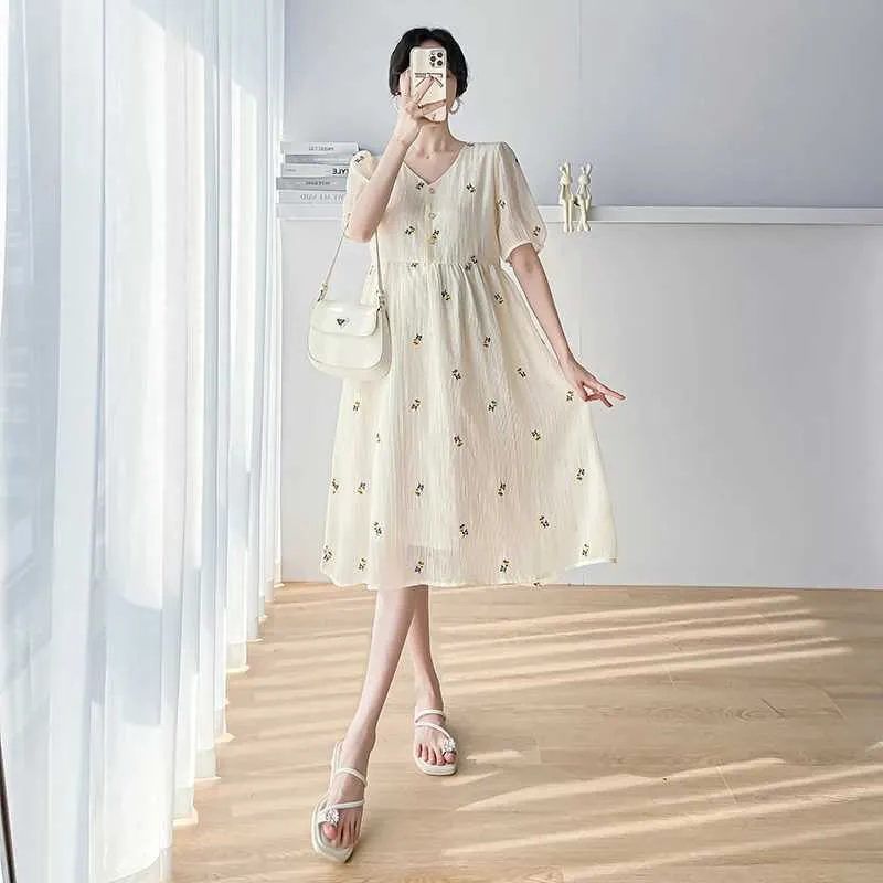 Pregnant Womens Summer Embroidered V Neck Dress ... From Wenxin_pavilion1,  $11.22 | DHgate.Com