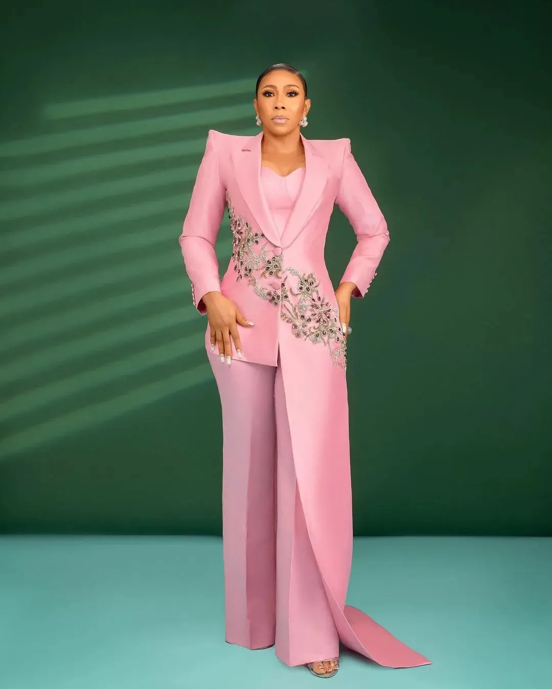 Pink Corporate Attire For Plus Size Women Blazer Pink Plus Size Pant Suit  Pink Plus Size