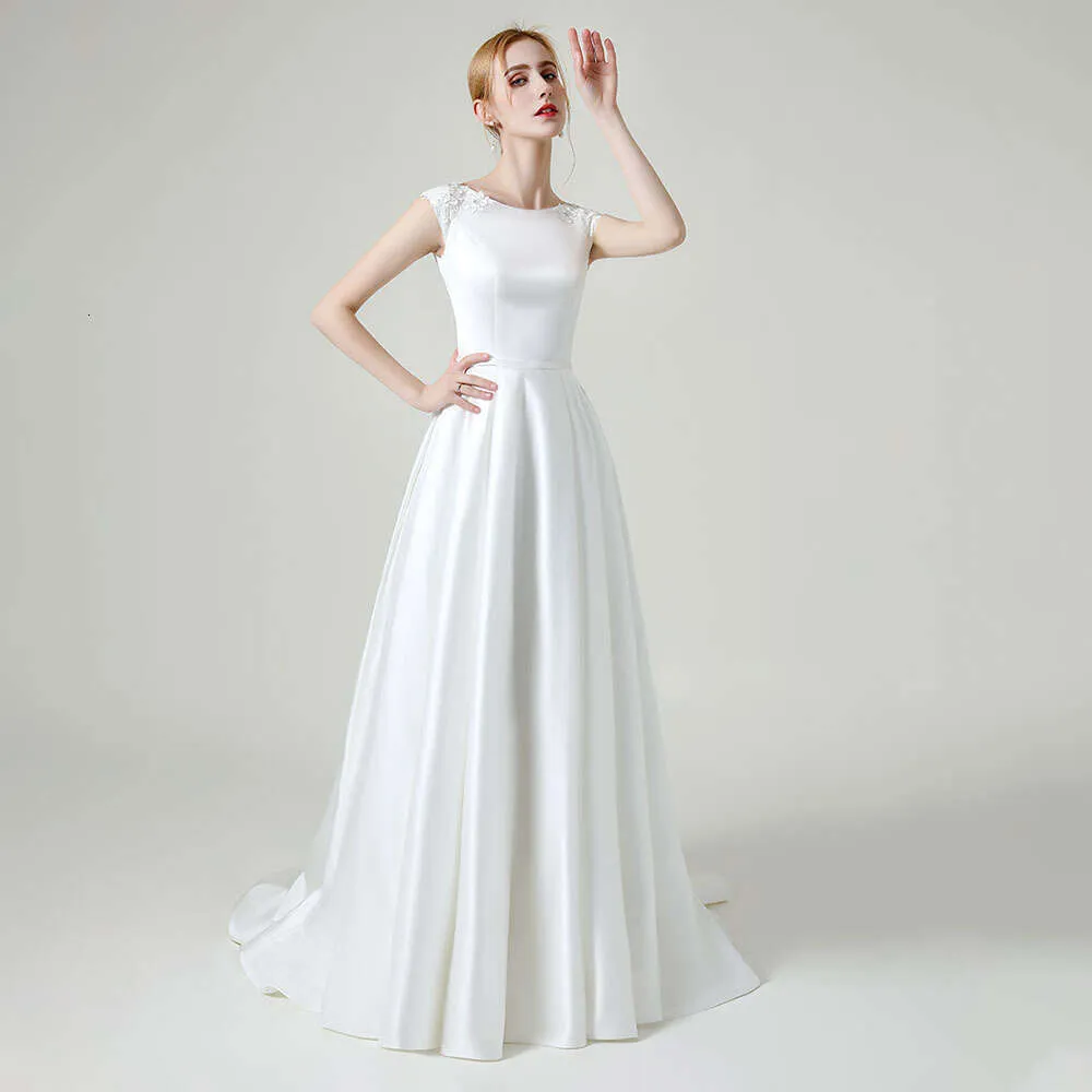 High-Quality Sleeveless Satin A-e short sleeve wedding dress with Beaded Royal Embellishments - Tailored for Elegant Women's Clothing High-Quality Sleeveless Satin A-e short sleeve wedding dress with Beaded Royal Embellishments - Tailored for Elegant Women's Clothing