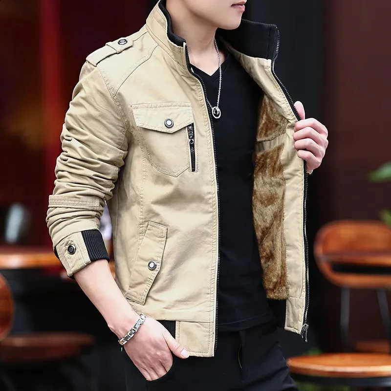 Buy Men Fall Winter Coat Color Matching Thick Warm Stand Collar Neck Protection Soft Zipper Closure Cardigan Men Long Sleeve Jacket At Affordable Prices - Free Shipping, Real Reviews With Photos