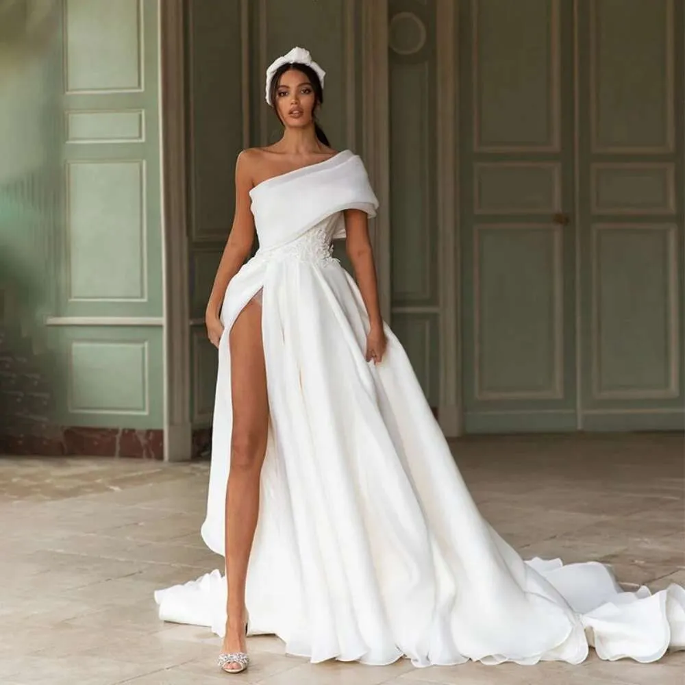 slim fit dress slacks Lou White One-Shoulder Asymmetric Maxi Dress – Club L London main image 0