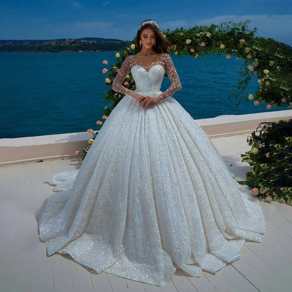 Save Big on Bulk Sweetheart Ball Gown Wedding Dresses Sweetheart Corset  Wedding Gown Full Sleeve Ball Gown Wedding Dress With Sleeves, Appliqued 