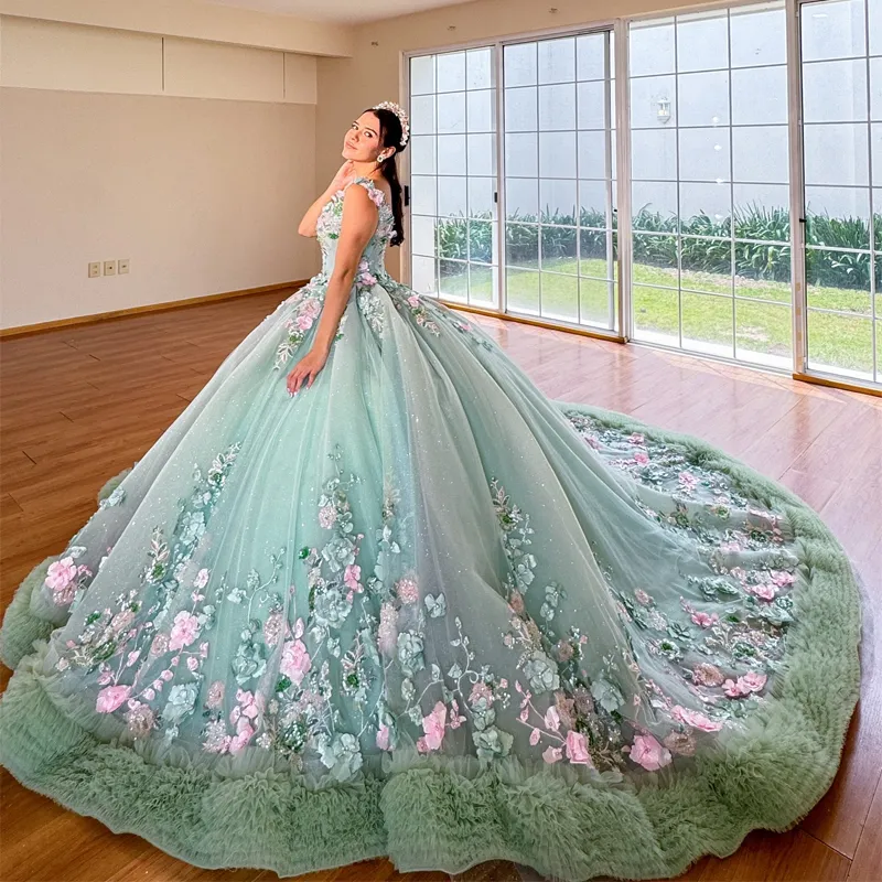 Mint Green Quinceanera Dress Ball Gown Off Shoulder Tulle Tiered Flower Beads Corset Vestido 15 De XV Anos Sweet 16 Dress from Dhgate Quinceanera Dresses - price 340.27 Mint Green Quinceanera Dress Ball Gown Off Shoulder Tulle Tiered Flower Beads Corset Vestido 15 De XV Anos Sweet 16 Dress from Dhgate Quinceanera Dresses - price 340.27