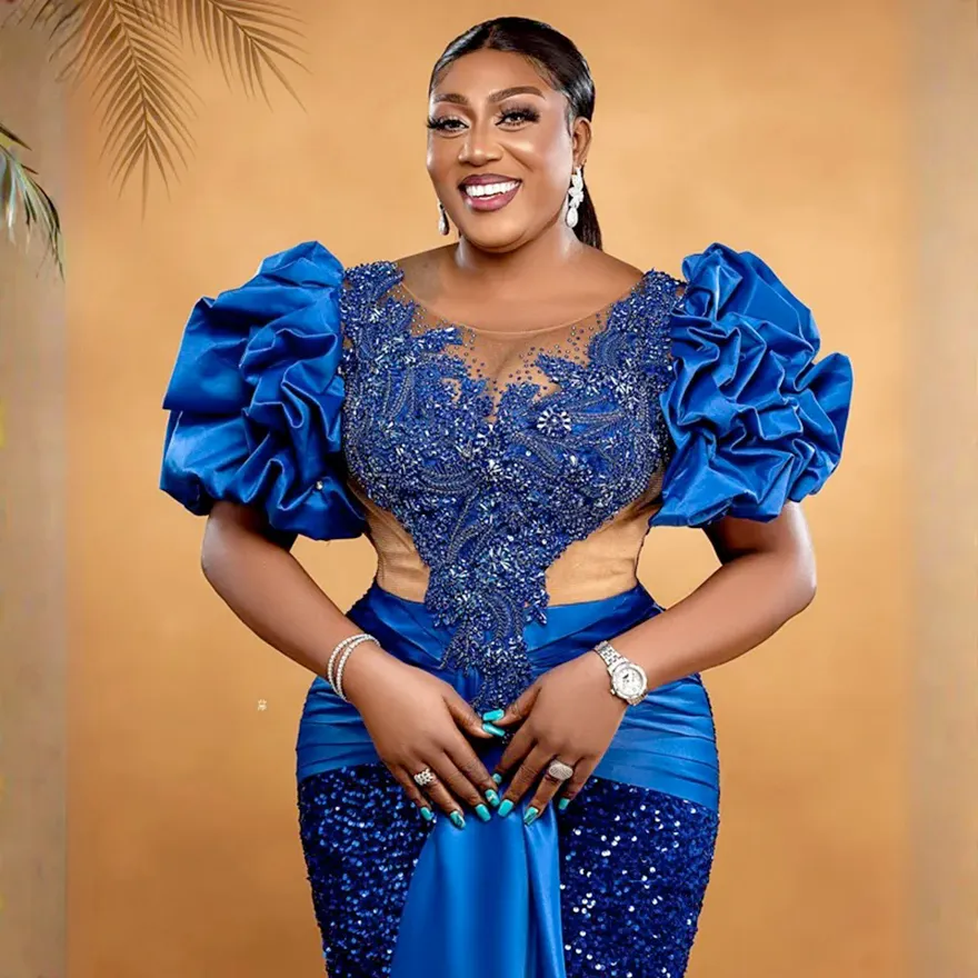 women's plus size royal blue dress Idia Plus Size Evening Gown In Royal Blue main image 1