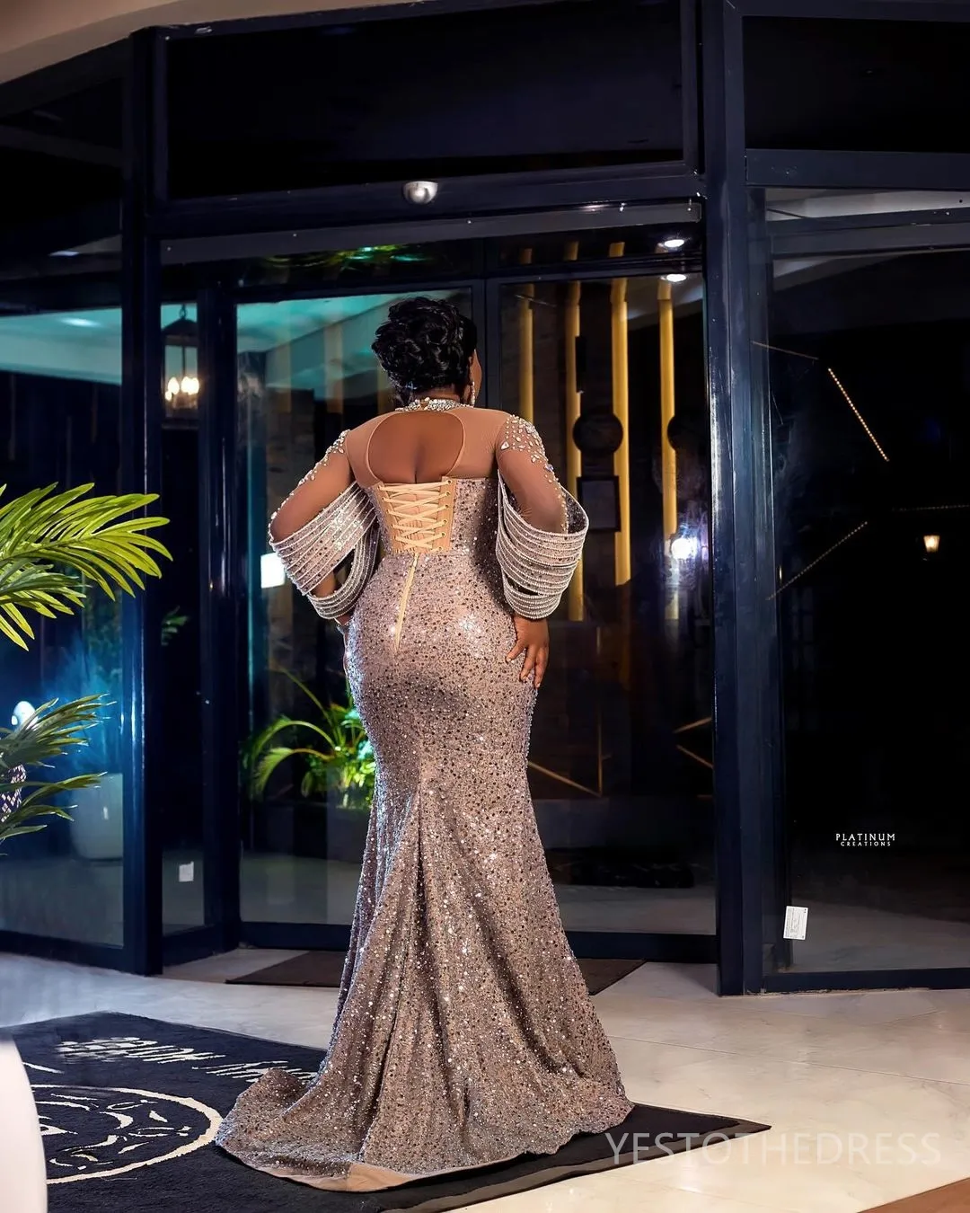 Plus Size Mermaid Sparkly Mermaid Prom Dress with Rhinestone Crystals and High Neckline for Women - Perfect for Formal Events 2024 Plus Size Aso Ebi Prom Dress Evening Dress Formal Gowns For Women  Mermaid High Neck Long Sleeves Rhinestones Crystals Birthday Dress  Reception Gowns AM1658 From Yestothedress, $218.43 | DHgate.Com