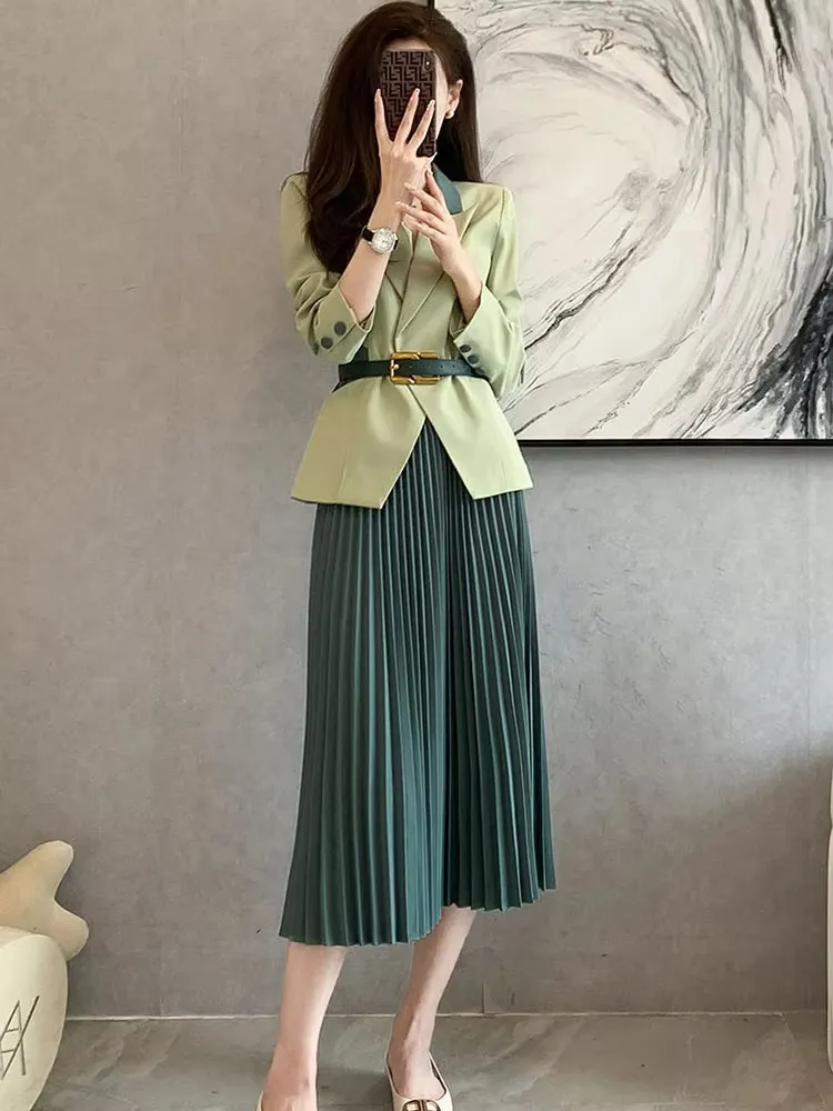 Save Big on Bulk Formal Blazer And Skirt Set 2025 Summer Holiday Women  Formal Pieces Sets Korean Office Long Sleeve Blazer Coats Tops Conjuntos 