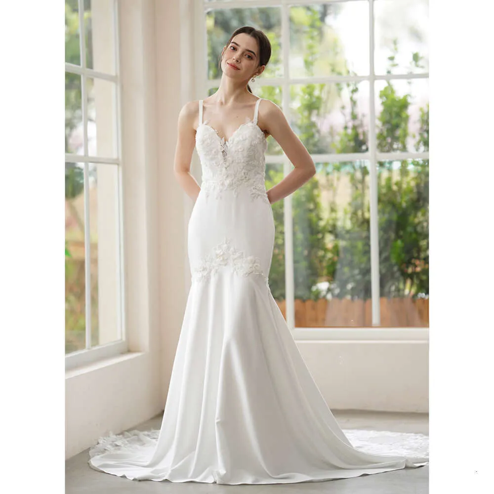 beaded fishtail wedding dress Limited edition White evening dress heavy beaded fishtail dress long evening wedding gown female main image 1
