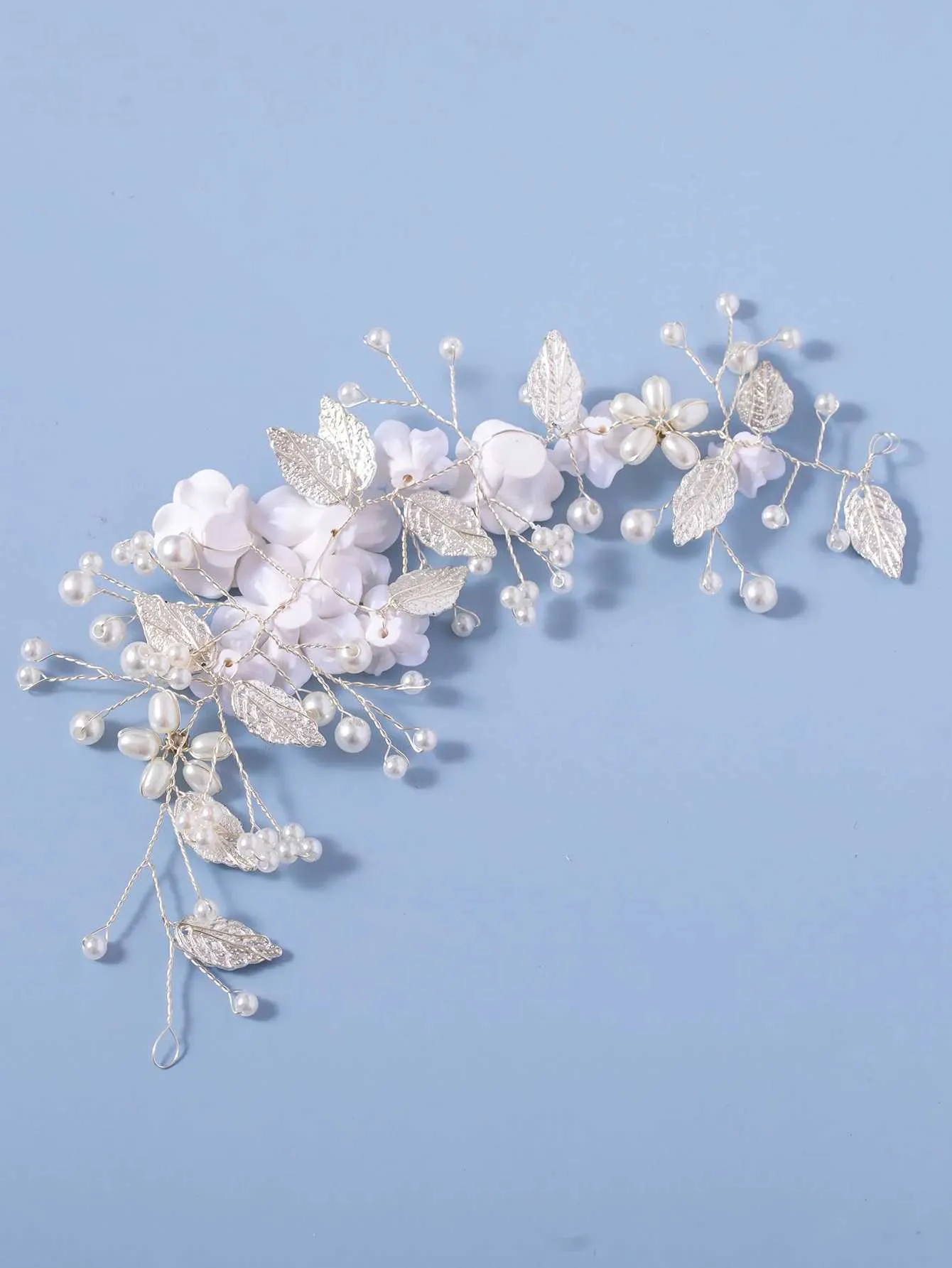 Leaf Bridal Headband Pearl and Rhinestone Wedding Hair Vine 