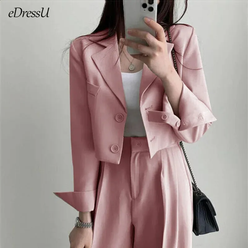Pink Suit Womens: Two Piece Blazer And Trousers Set Womens Office