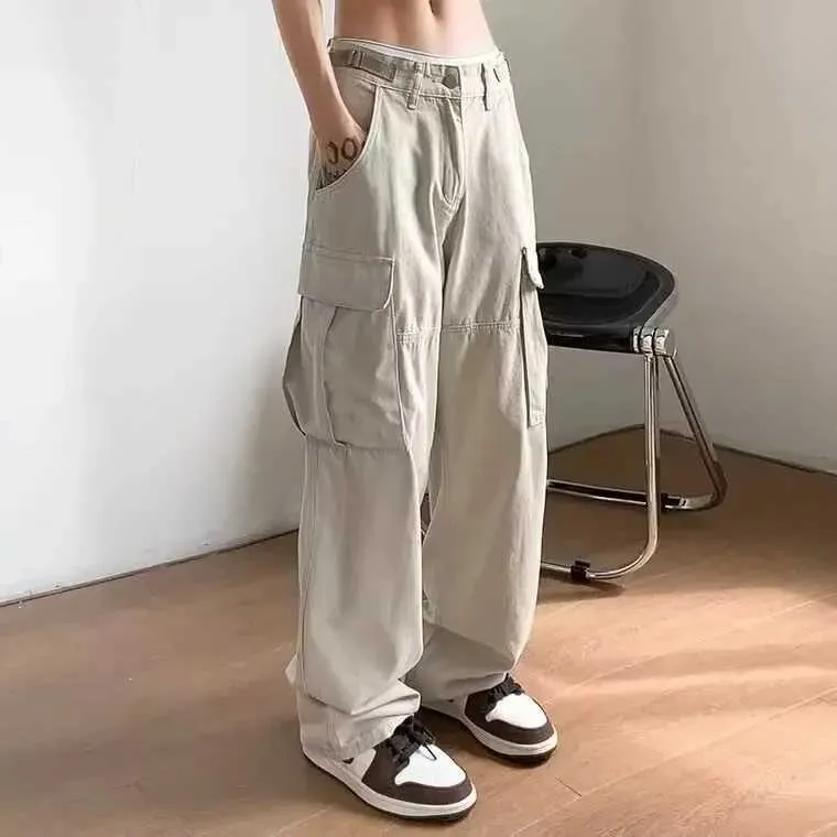 Mens Cargo Pants Casual, Loose Fit, Multi Pocket, Straight Leg