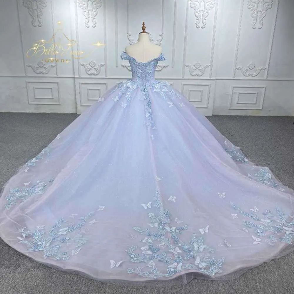 Blue and Purple Sweetheart A-e Butterfly light Purple wedding dress with Fairy Prom Gown - Perfect for Formal Parties and Special Occasions