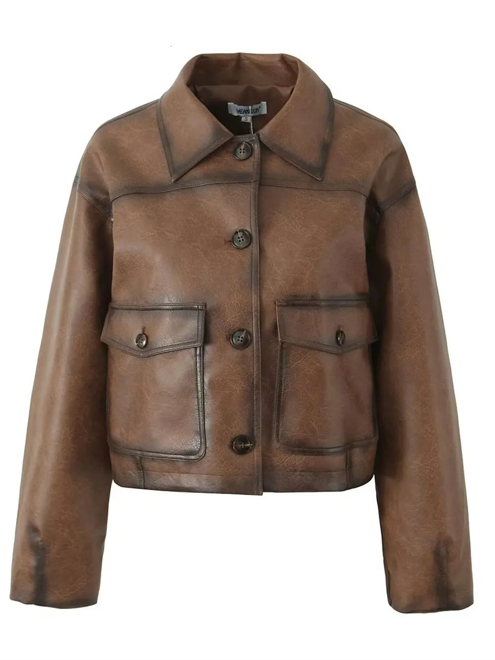 ZACK RAIN Womens Leather Jacket Casual From Wangclothes1