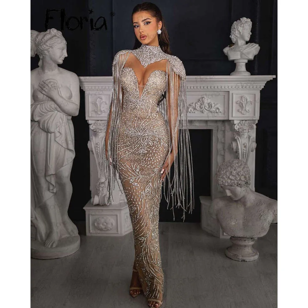 tassel long winter dress Anewsta Navy Blue Bandage Plus Size Long Sleeve Tassel Patchwork Elegant Evening Dress, Women's Wedding Guest Slim Fit Dress, Autumn/Winter Fall