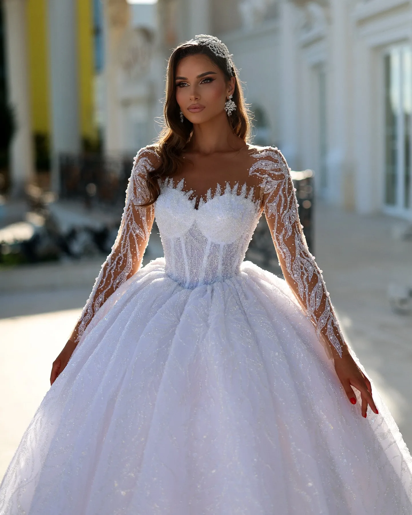 Mermaid Wedding Wish Wedding Dress Plus Size Beautiful Princess White Gown  White Sequins Ball Gown Wedding