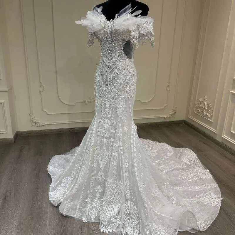 beaded fish dress Gorgeous Sequined Beaded Evening Gown with Fish-Tail Hem & Back Lace-u –  Temperanent main image 0