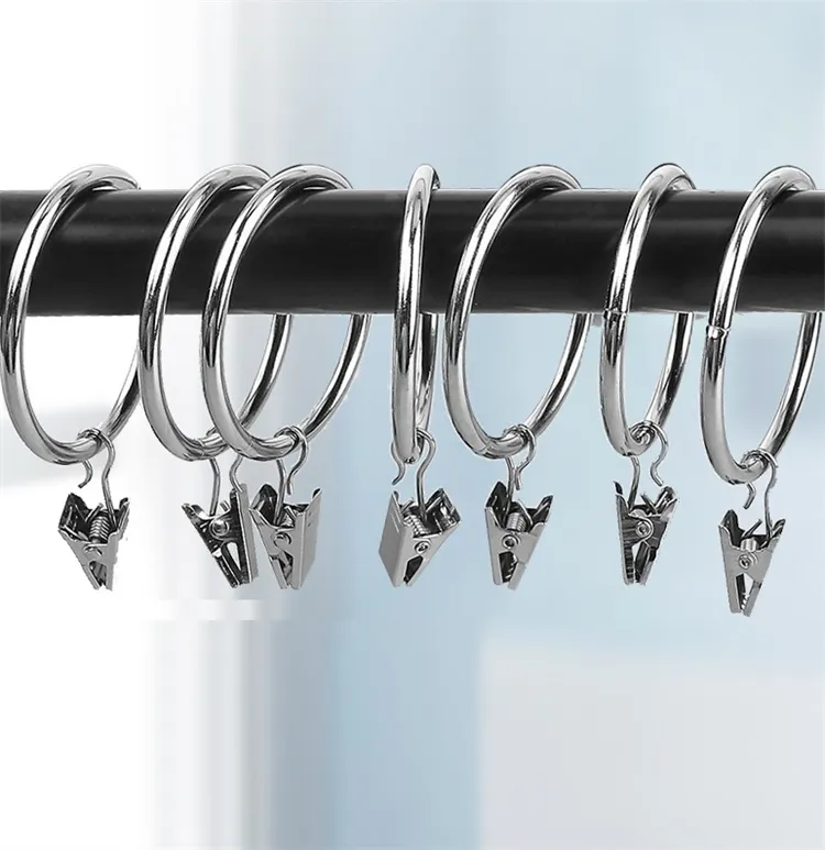 Lot De 45 Anneaux De Rideau Avec Pince En Métal Argenté | Cercles Pour Tringle à Rideaux - Convient Rideaux Douche Et Fenêtre