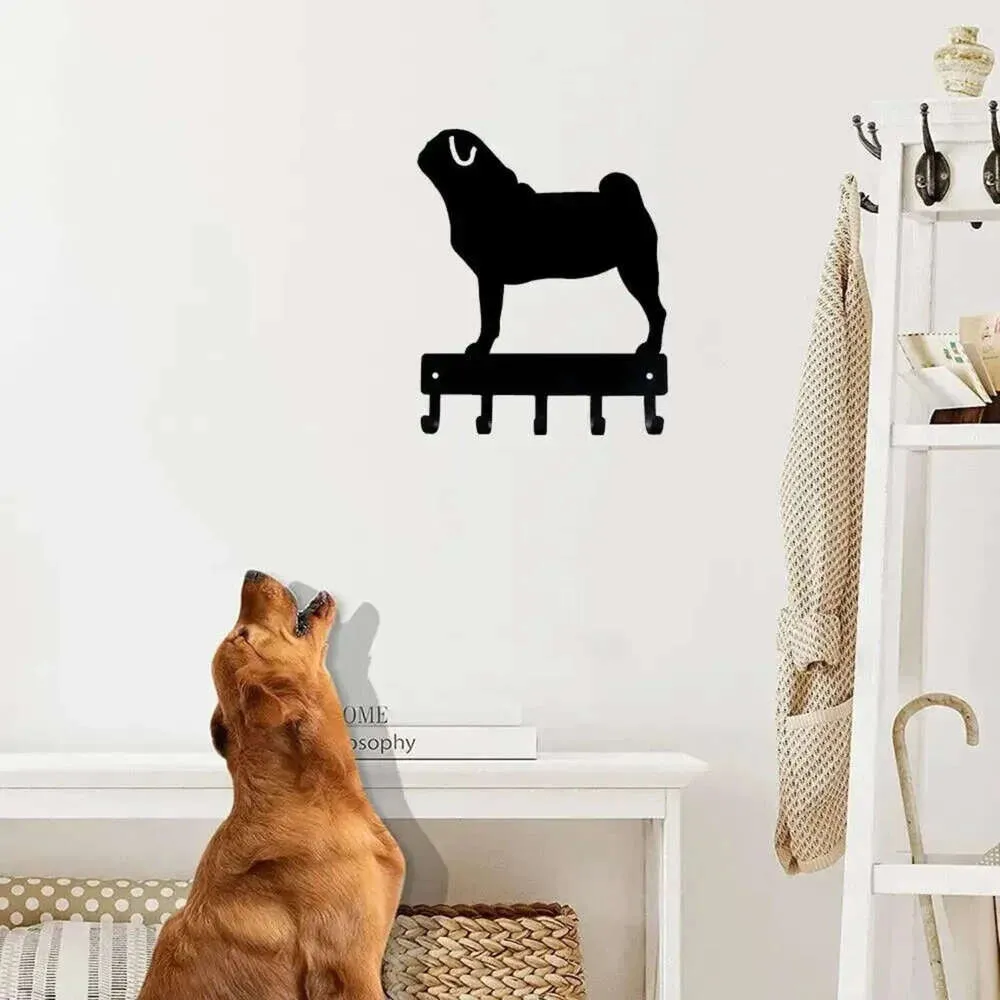 Stylish Iron Pug Key Holder And Unique Dog Leash Hanger 6 Inch 9 Inches Wide Dog Wall Decor From Home001c 17.63 DHgate.Com