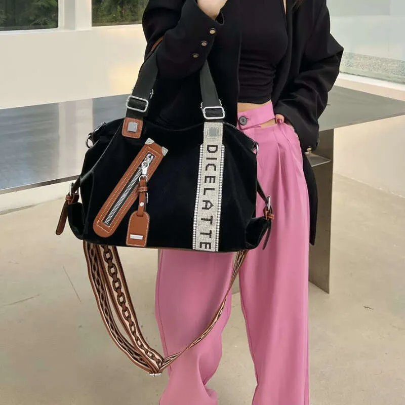 Vintage Leather Crossbody Bag: Punk Style Tote With Color Contrast